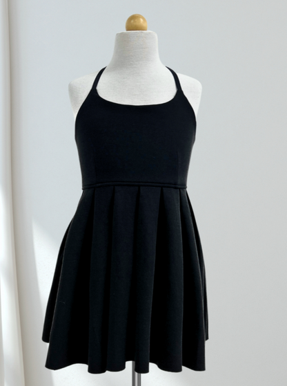 KatieJ Criss Cross Strap Dress w/Pleated Skirt _Black 89775-999