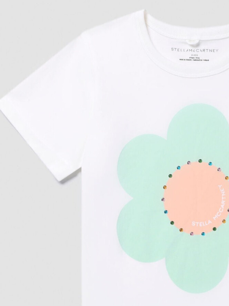 Stella McCartney White T-Shirt W/ Festive Flower Print _TU8E01-Z0434-101