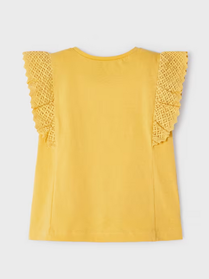 Mayoral Mini Yellow  Crochet Short Sleeve T-Shirt_ 3082-25