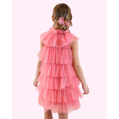 Tutu Du Monde Sleeveless High Neck Midi Tulle Dress w/Tiers _Pink TDM7834-PNK