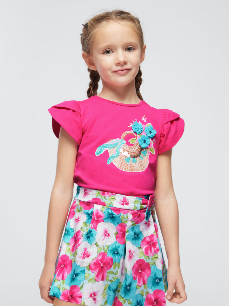 Mayoral Mini Fuchsia Floral Skort_ 3907-59