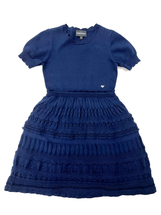 Emporio Armani Girls Knit Dress _ Navy 3L3A51