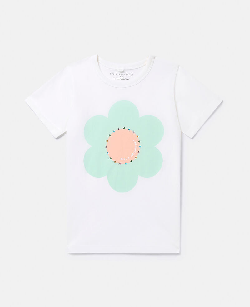 Stella McCartney White T-Shirt W/ Festive Flower Print _TU8E01-Z0434-101
