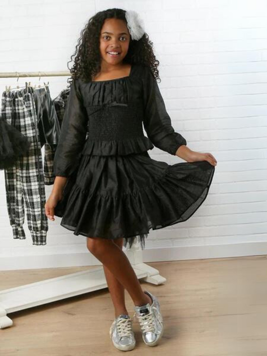 Ooh! La La! Smocked Top & Skirt Set _Black OLLCTS001-BLK
