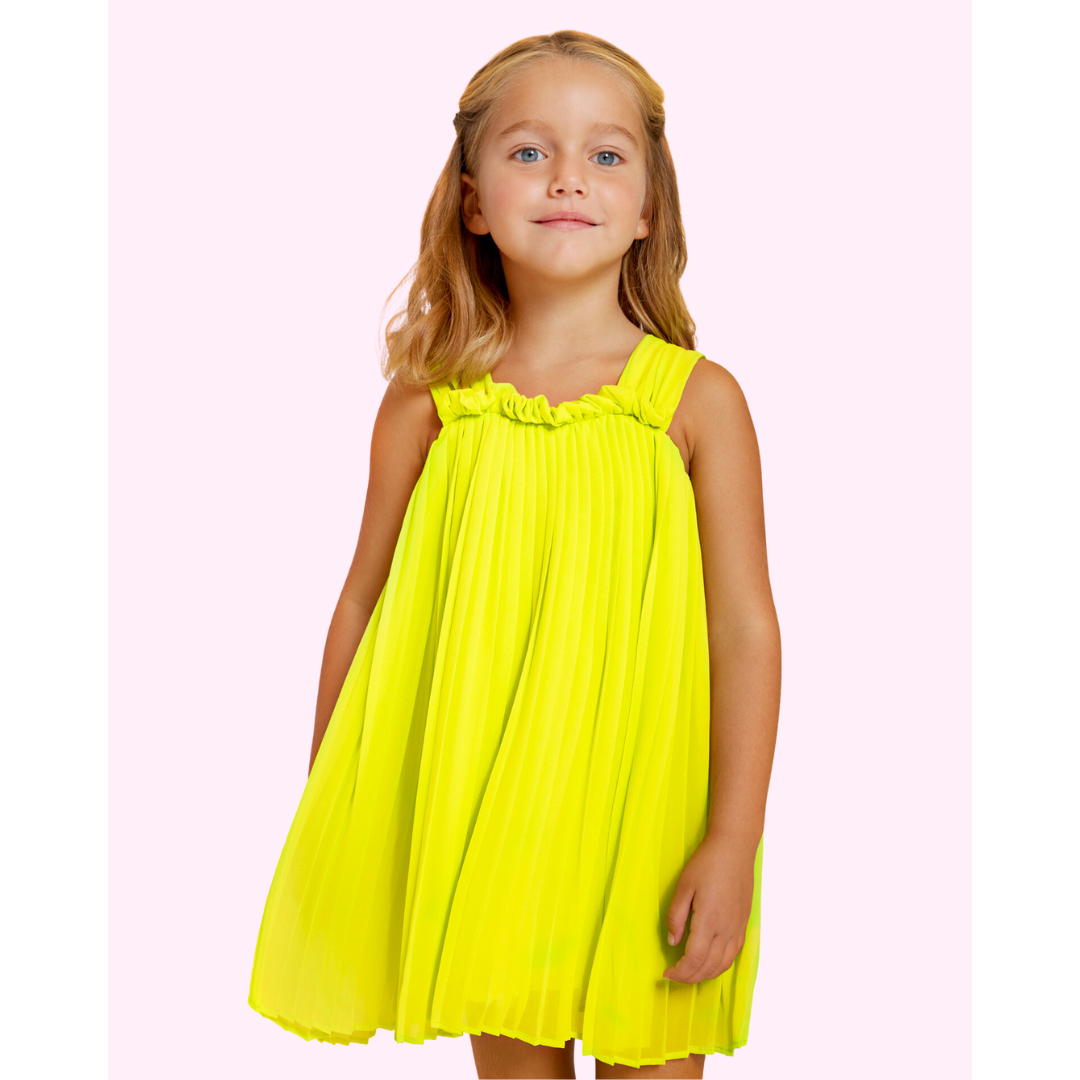 Abel & Lula Sleeveless Pleated Dress _Yellow 5055-076