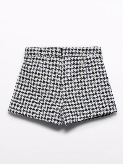 Girls Black & White Houndstooth Skort