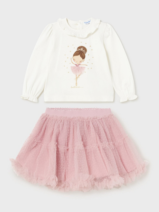 Mayoral Baby Blouse & Pink Tulle Skirt Set