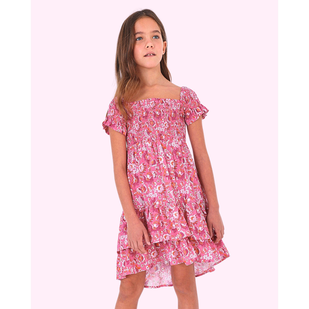 Mayoral Junior S/S Dress w/Pattern _Pink 6928-002