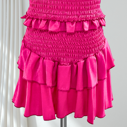 Cheryl Kids Smocked Ruffle Skirt _Hot Pink 6002T-821