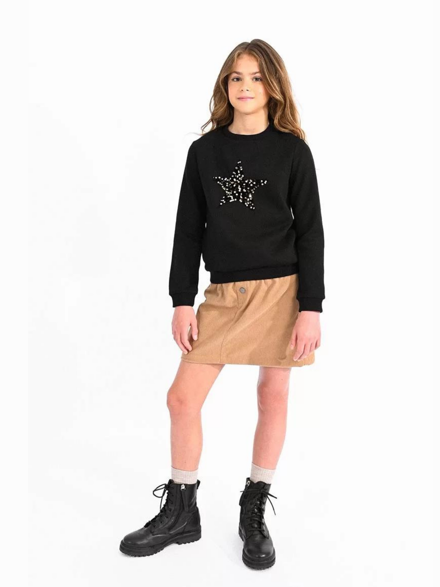 Mini Molly Black Boyfriend Sweatshirt w/Sequined Star _MMT212BN23-3110