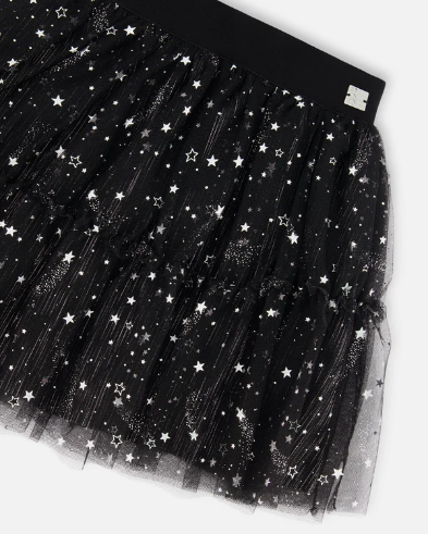 Girls Glittering Tulle Skirt With Frill