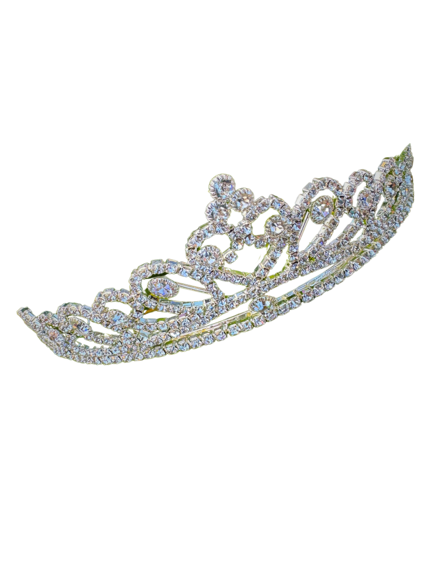 JL Crystal Jeweled Tiara _ MOT1199-SIL