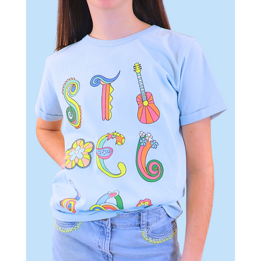 Stella McCartney T-Shirt w/Stella Lettering _Blue TS8A31-Z0434-601