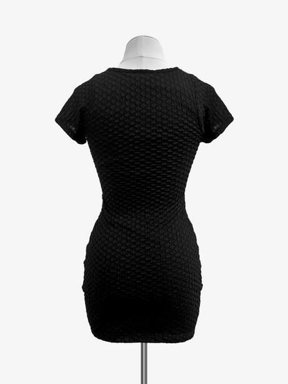 Cheryl Kids Black Textured Fitted Dress _6031-999
