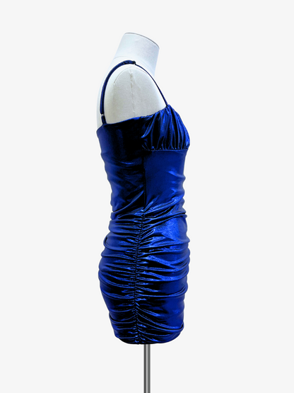 Cheryl Kids Blue Metallic Ruched Dress _6050L-2405