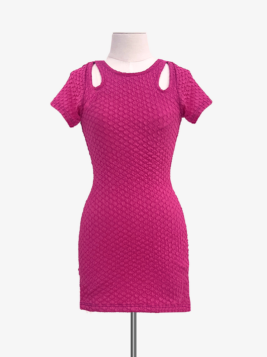 Cheryl Kids Pink Textured Fitted Dress _6031-4563