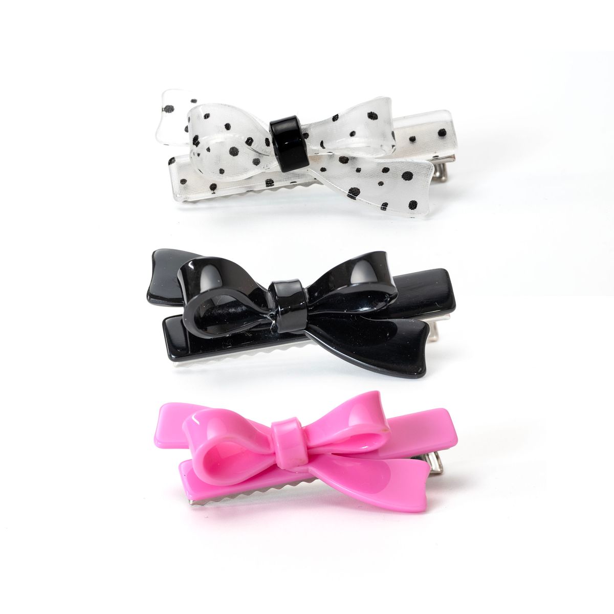 LR-Bows Pink Black and Polka Dots Hair Clips _AC035AS-50M