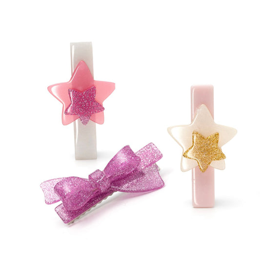 LR-Stars Pink Pearl Gold and Glitter Pink Bow _AC112A-035A-3E