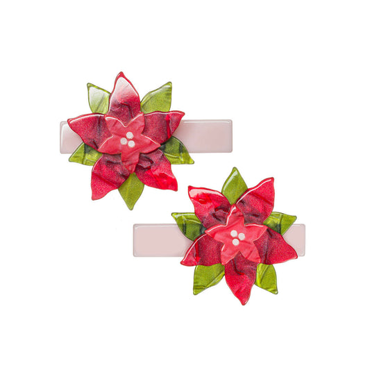 LR-Poinsettia Red Pearlized Alligator Clips _AC241E-7F