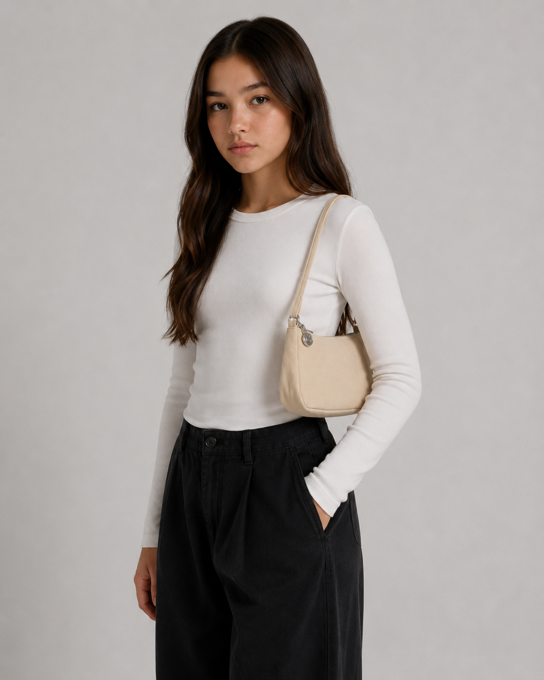 Baggu Beige Nylon Pochette Bag