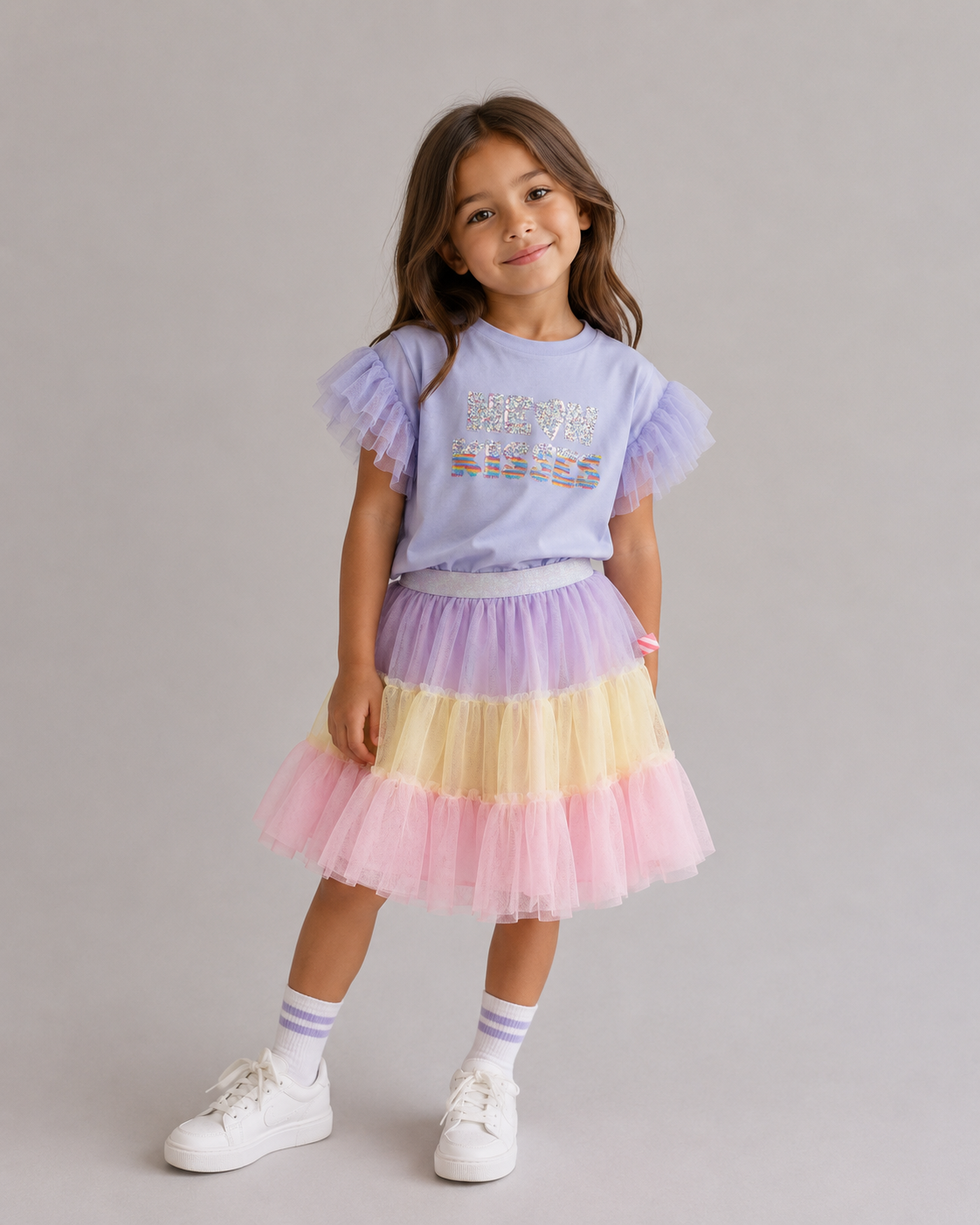 Billie Blush Girls T-Shirt with Mesh Sleeves_ U21929