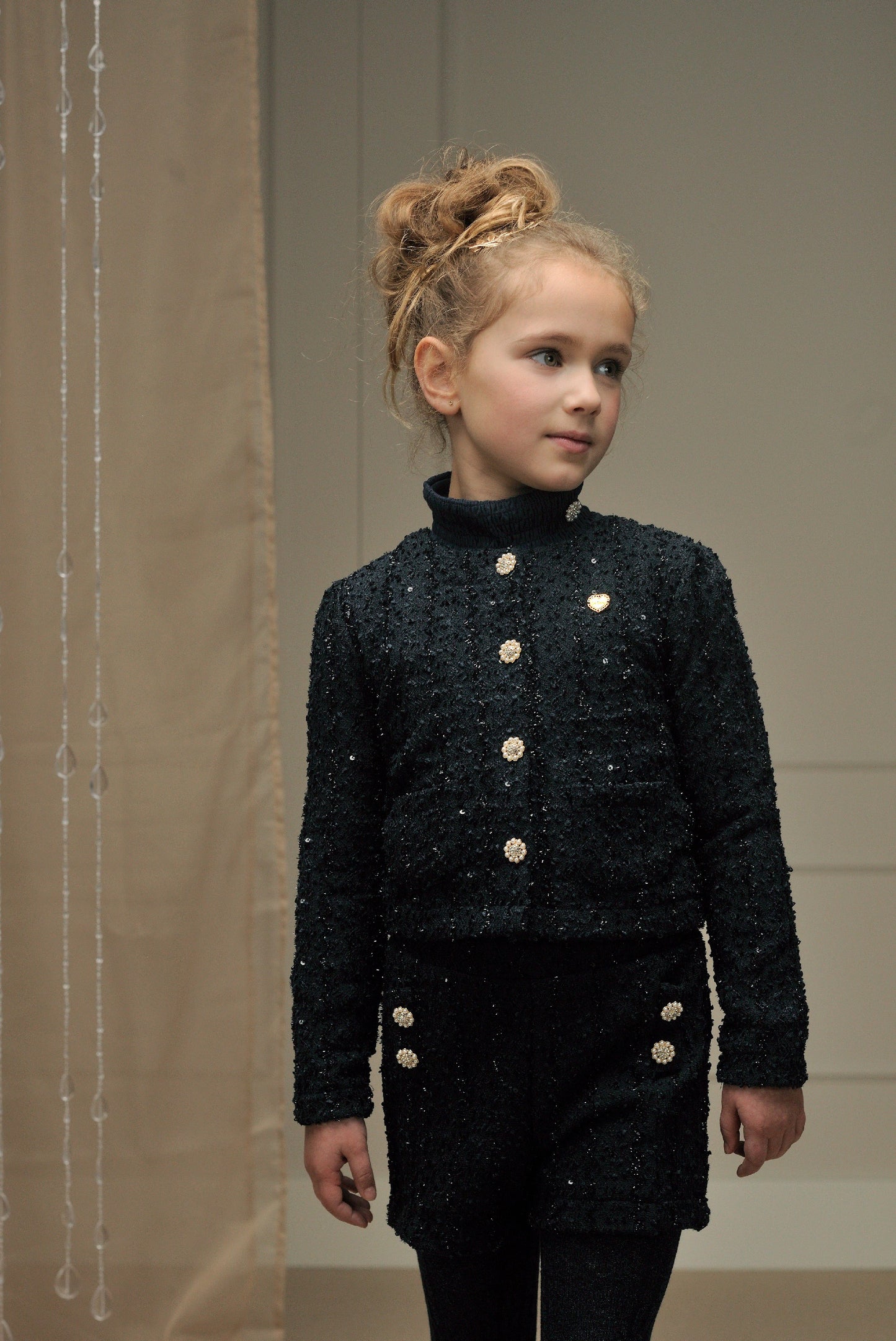 Girls Tweed Knit Jacket and Skirt Set