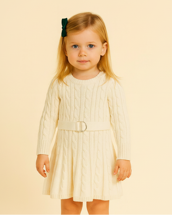 Ralph Lauren Mini Girls Cable-Knit Cotton Sweater Dress