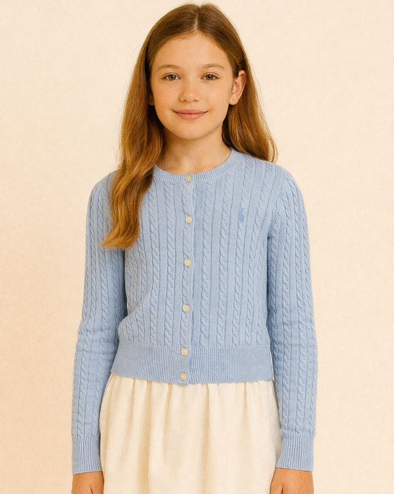 Ralph Lauren Girls Cable Knit Cotton Cardigan