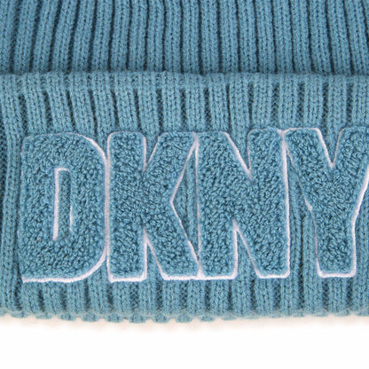 DKNY Junior Blue Knitted Hat With Embroidered Patch _D51000-763