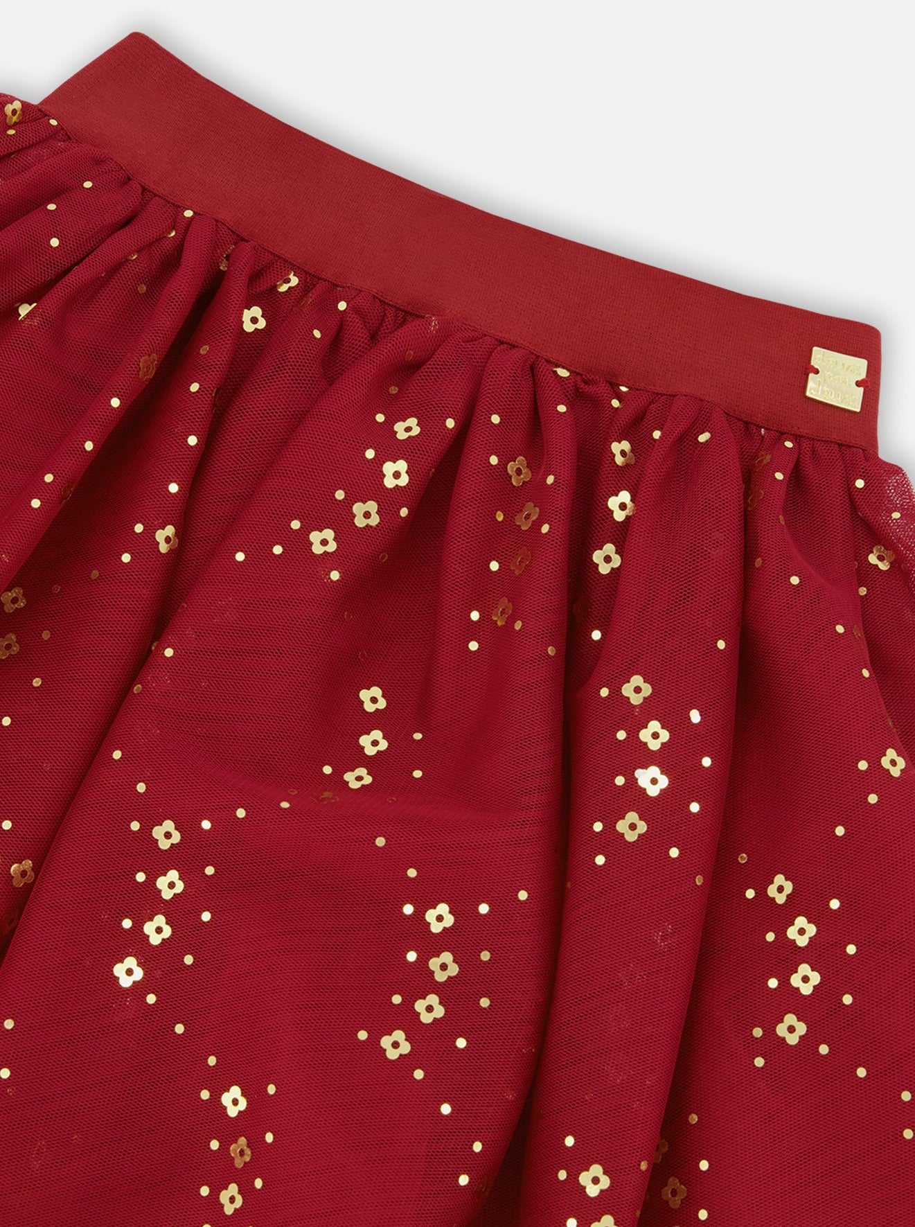 Deux Par Deux Red Glitter Tulle Skirt _F20NG80-775B