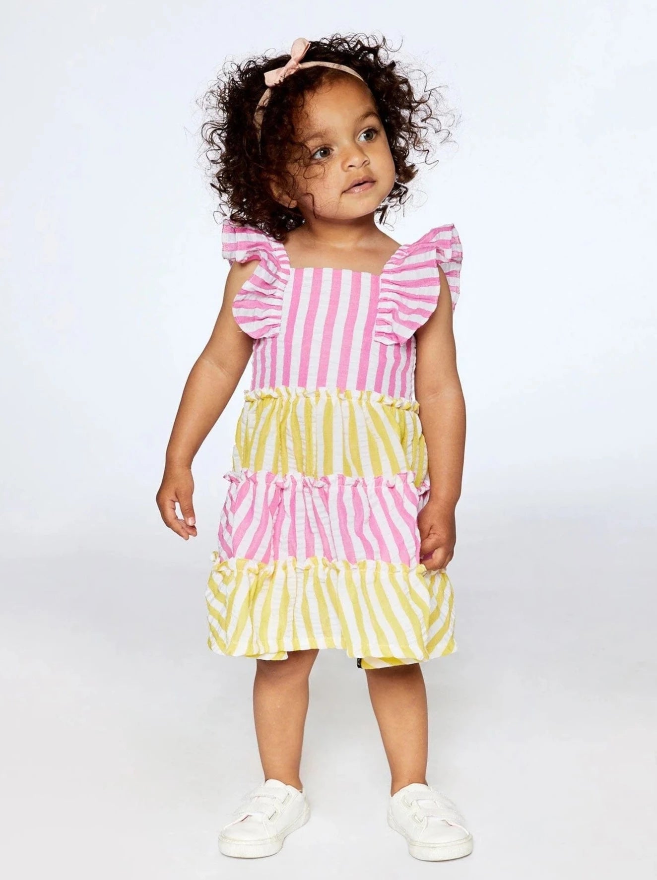 Deux Par Deux Baby Pink Striped Seersucker Dress_ F30E87-697A