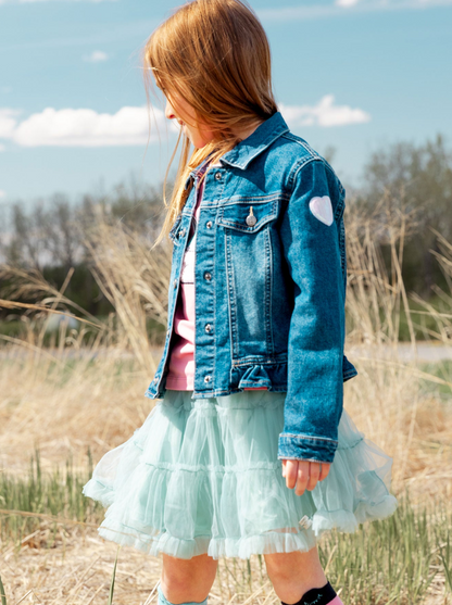 Girls Denim Jacket With Unicorn Applique