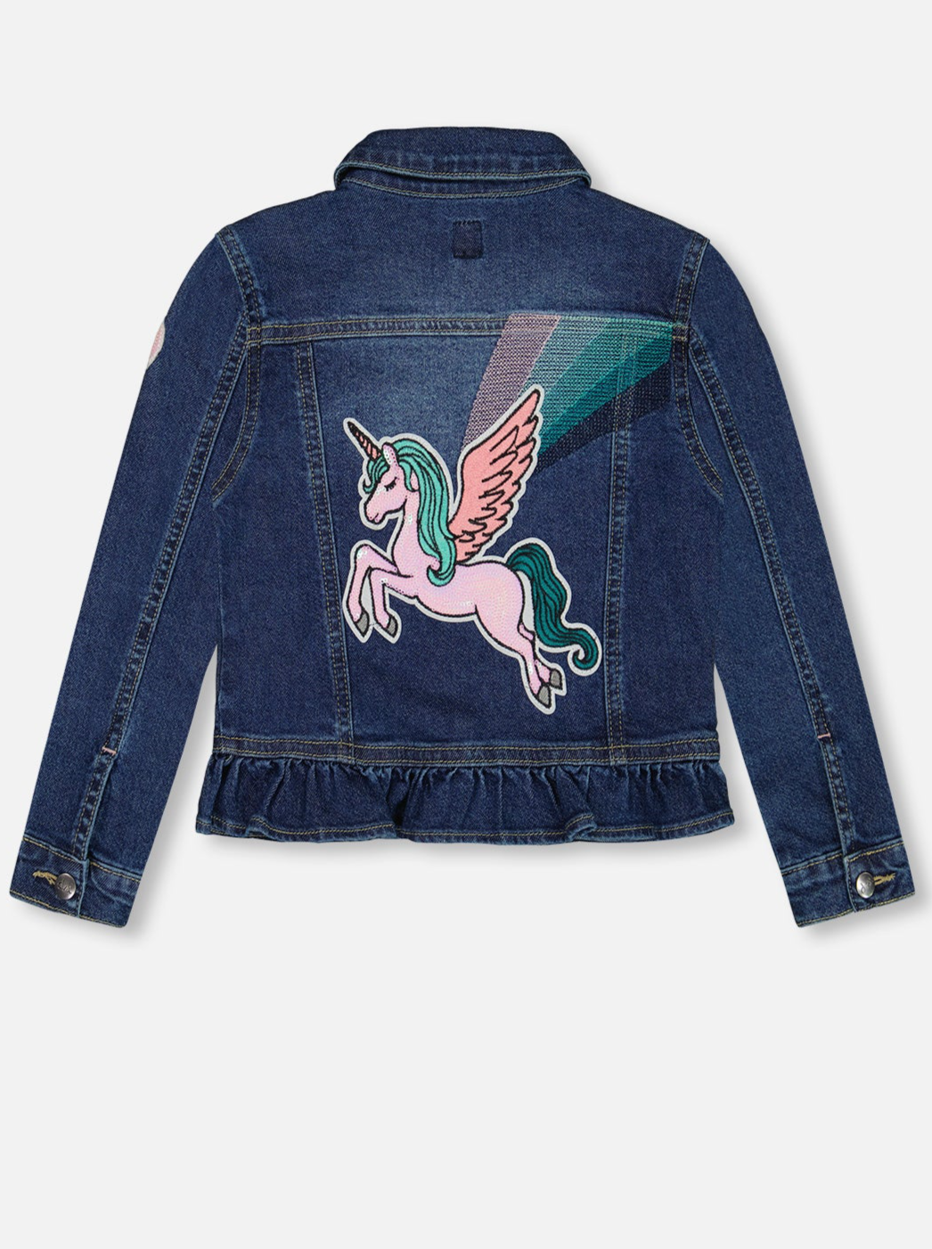 Girls Denim Jacket With Unicorn Applique