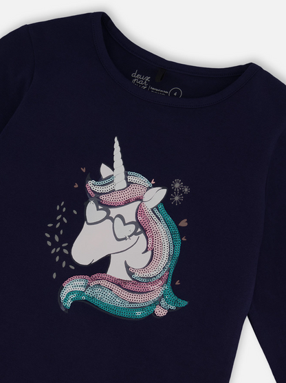 Girls Organic Jersey T-Shirt With Unicorn Print