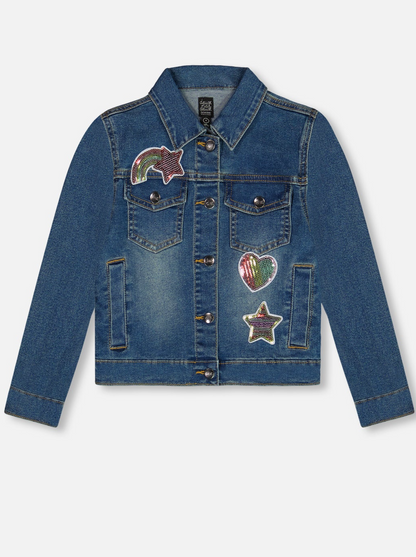 Girls Denim Jacket With Embroidery Patches