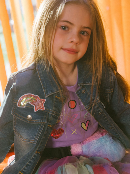 Girls Denim Jacket With Embroidery Patches