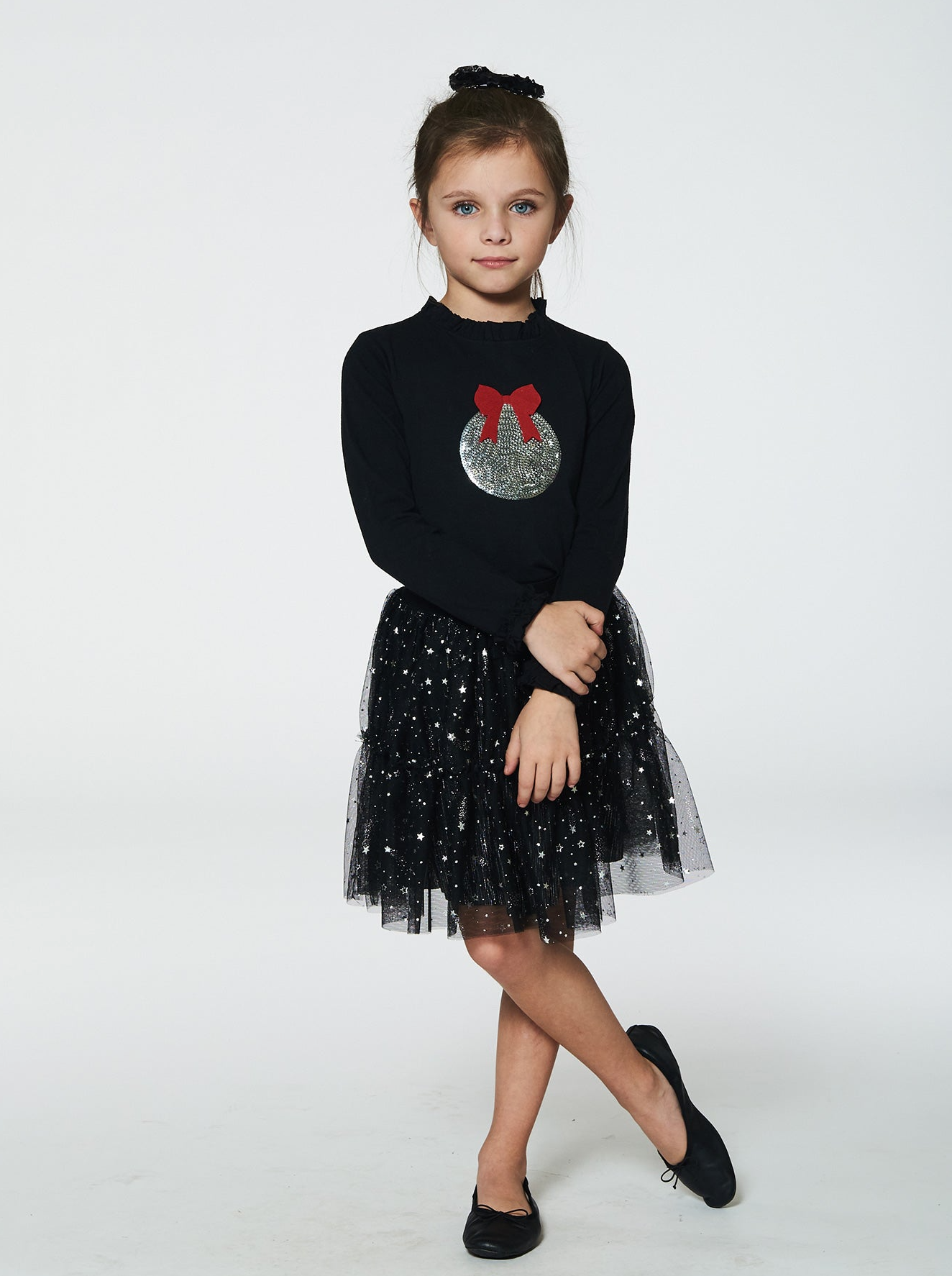 Girls Glittering Tulle Skirt With Frill