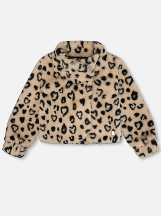 Girls Printed Faux Fur Jacket