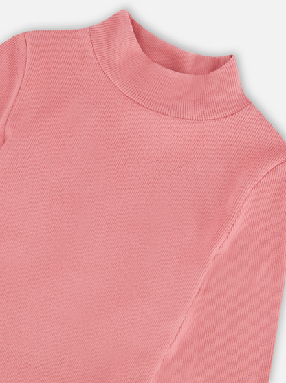 Girls Long Sleeve Brushed Rib Mockneck Top