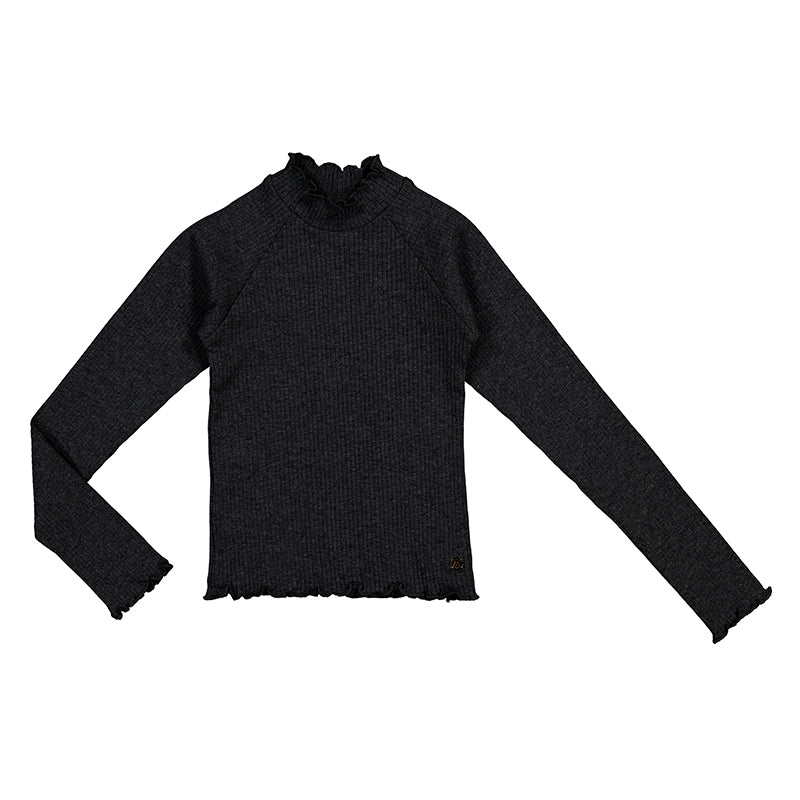 Teen Girl Ribbed Mockneck Long Sleeve Shirt