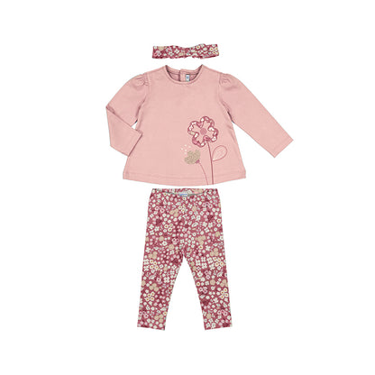 Baby Girl 3pc Long Sleeve Shirt and Legging Set / Headband