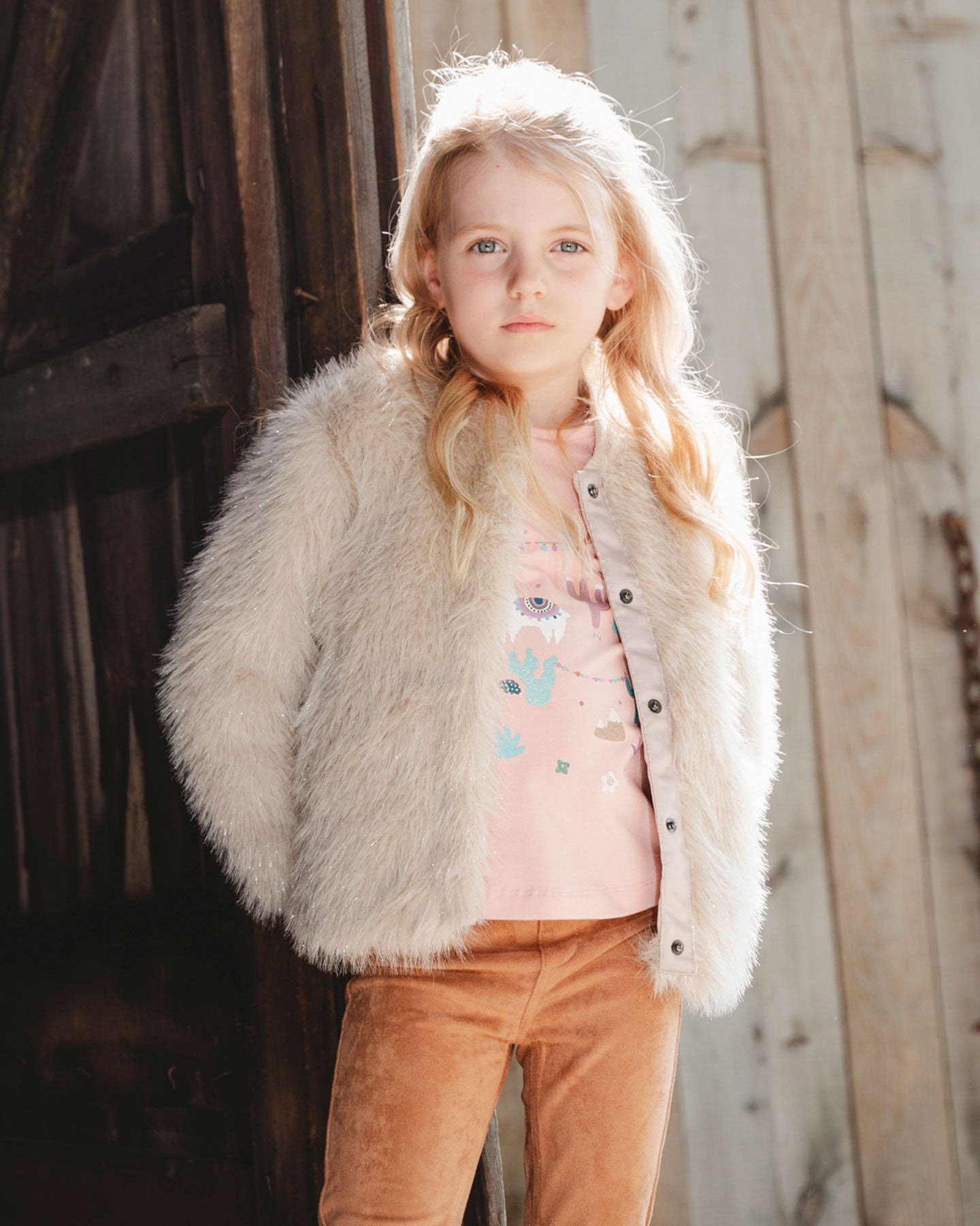 Deux Par Deux Girls Short Faux Fur Coat_ H20M50