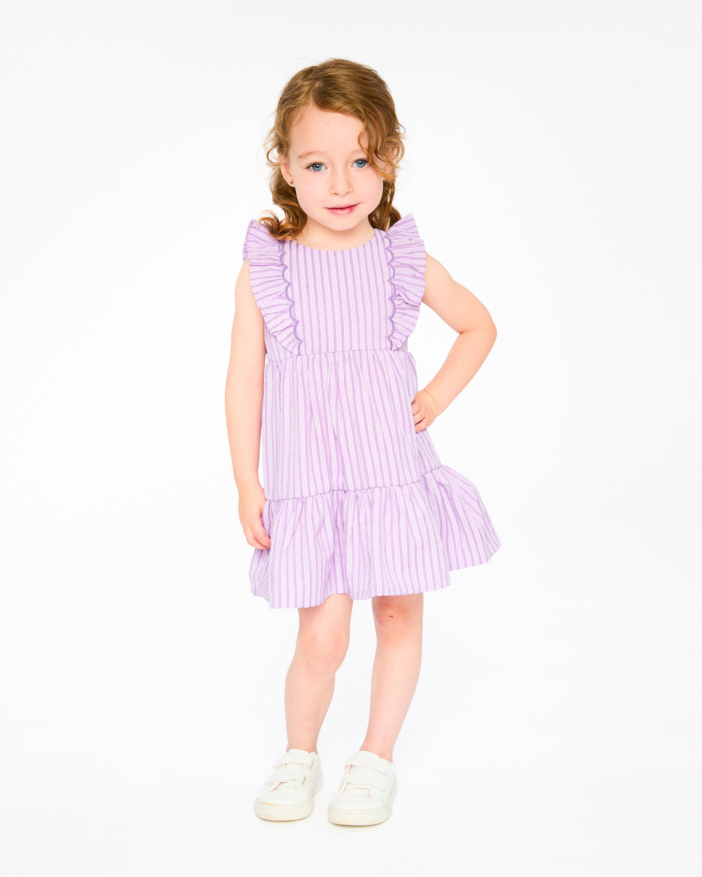 Deux Par Deux Girls Striped Dress_ H30E86