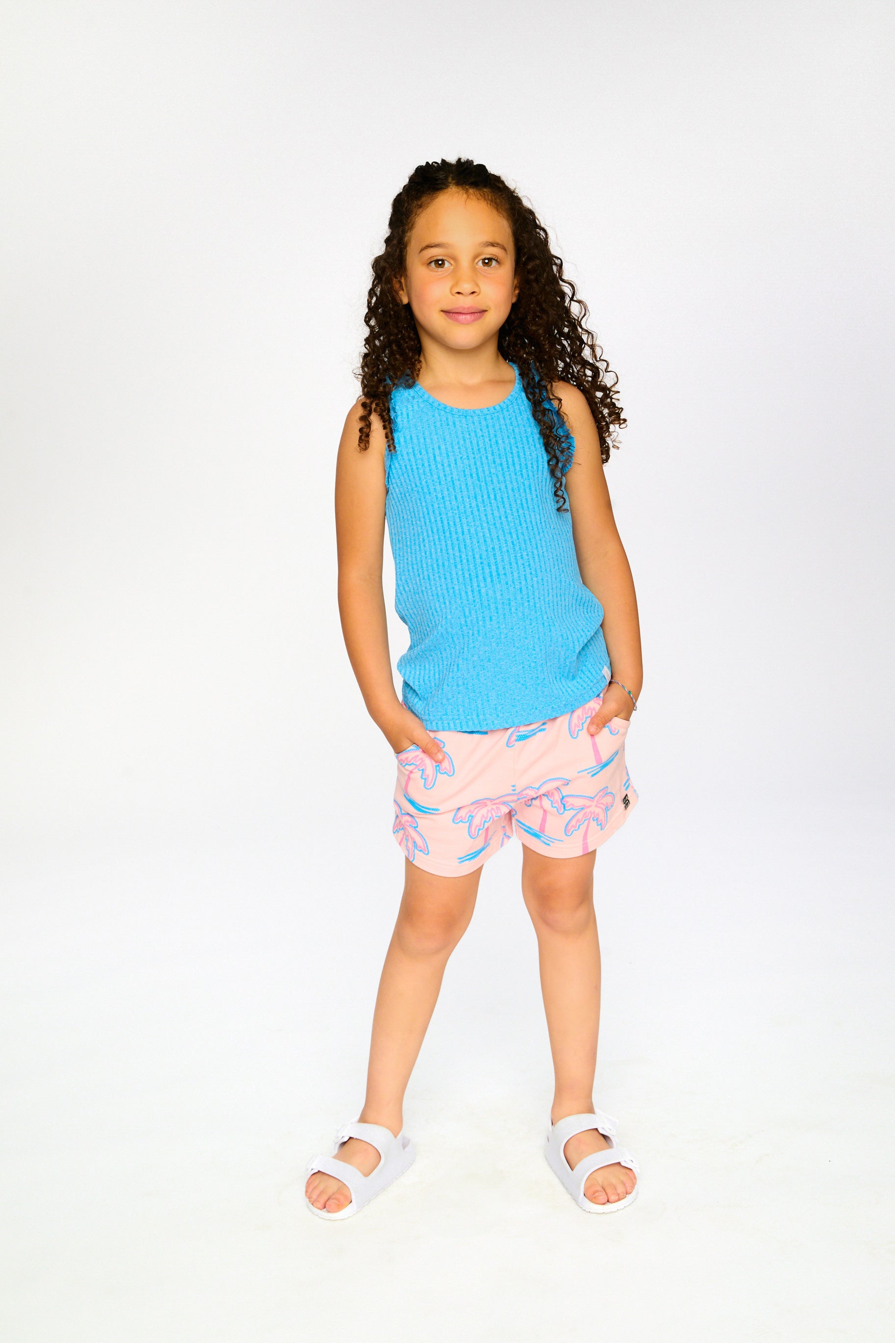 Deux Par Deux Girls Printed Terry Shorts_ H30G26