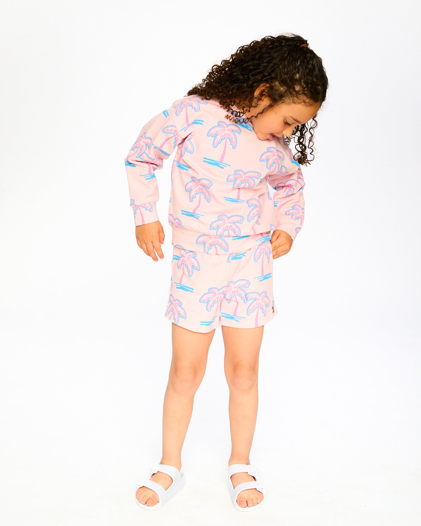 Deux Par Deux Girls Printed Terry Sweatshirt_ H30G30