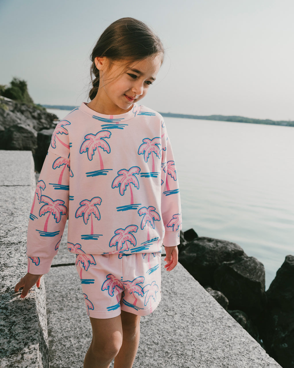 Deux Par Deux Girls Printed Terry Sweatshirt_ H30G30