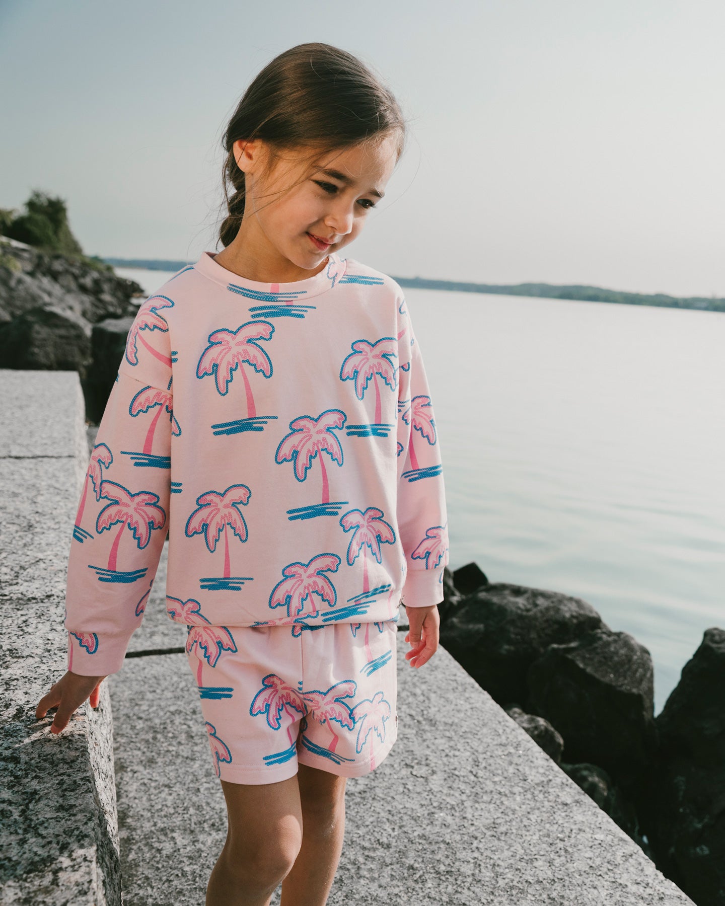 Deux Par Deux Girls Printed Terry Sweatshirt_ H30G30