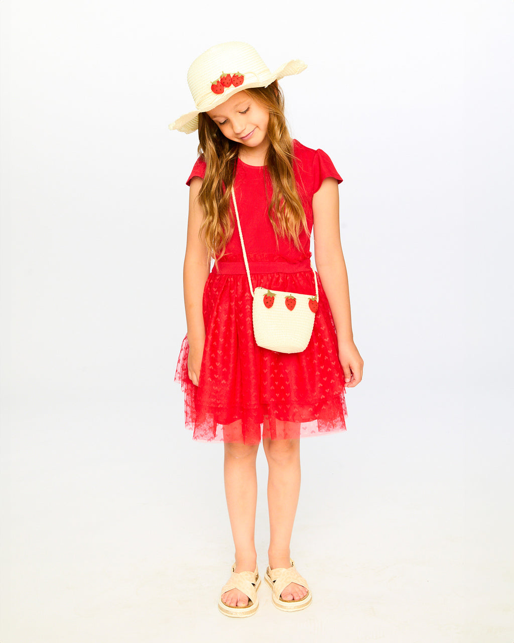 Deux Par Deux Girls Bi-Material Dress + Purse_ H30H88/H30HA