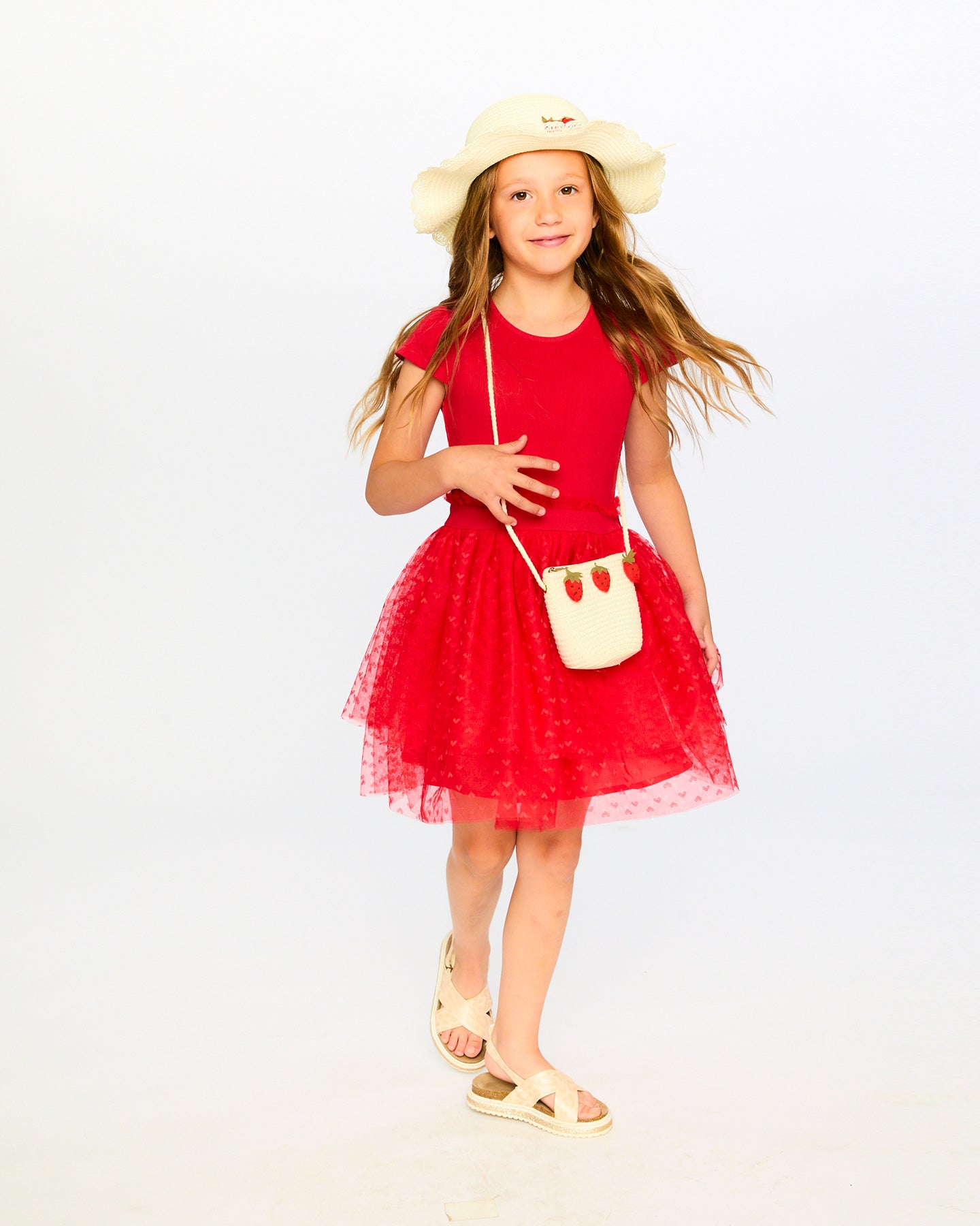 Deux Par Deux Girls Bi-Material Dress + Purse_ H30H88/H30HA