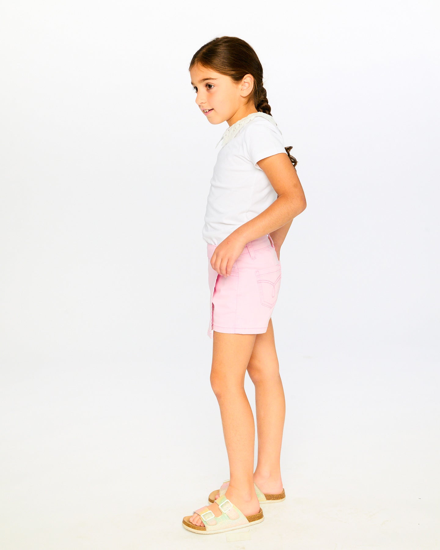 Deux Par Deux Girls T-Shirt with Crochet Collar_ H30I70